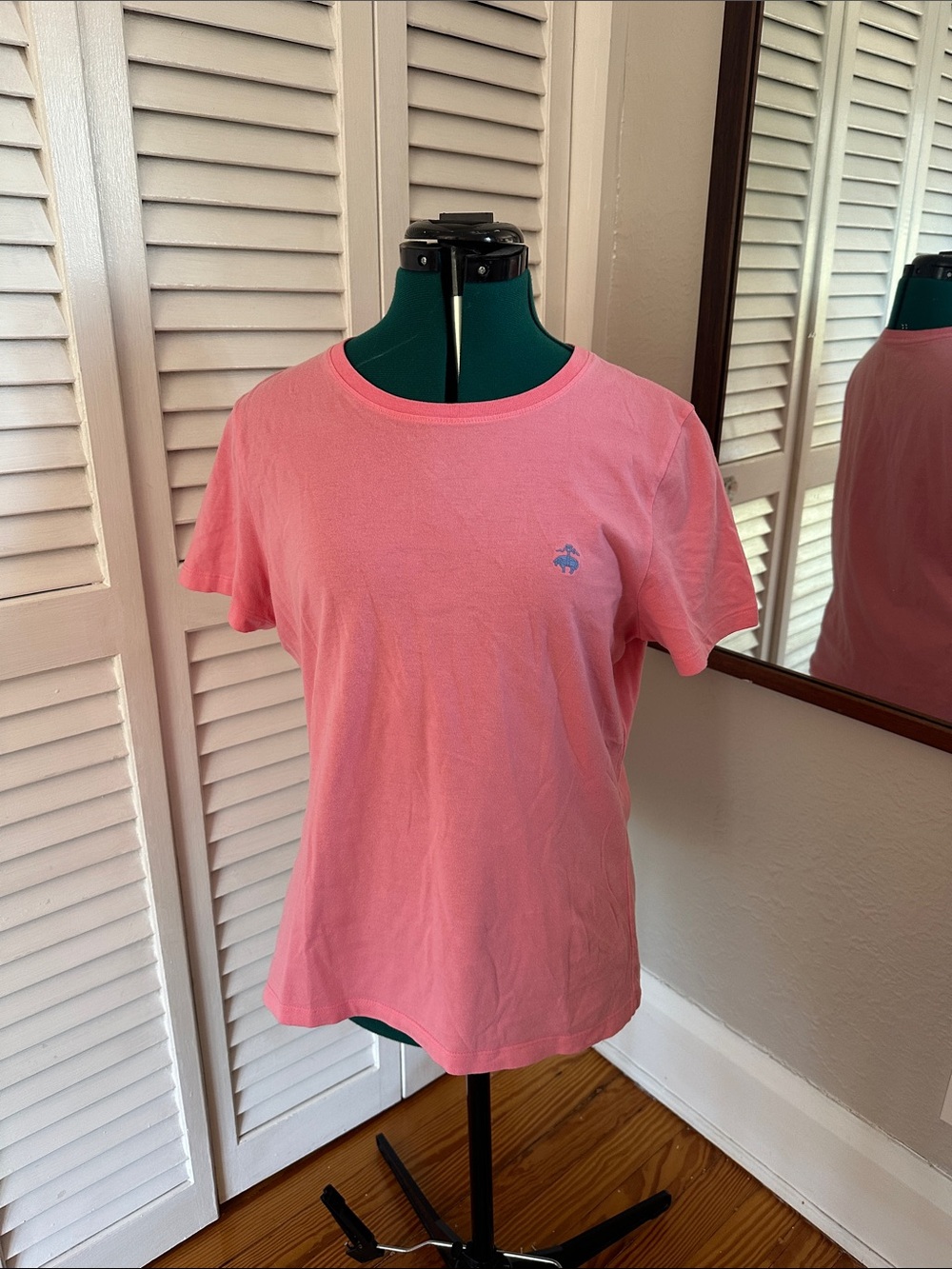 Brooks Brothers Pink Short-Sleeve Crewneck Tee with Blue Logo